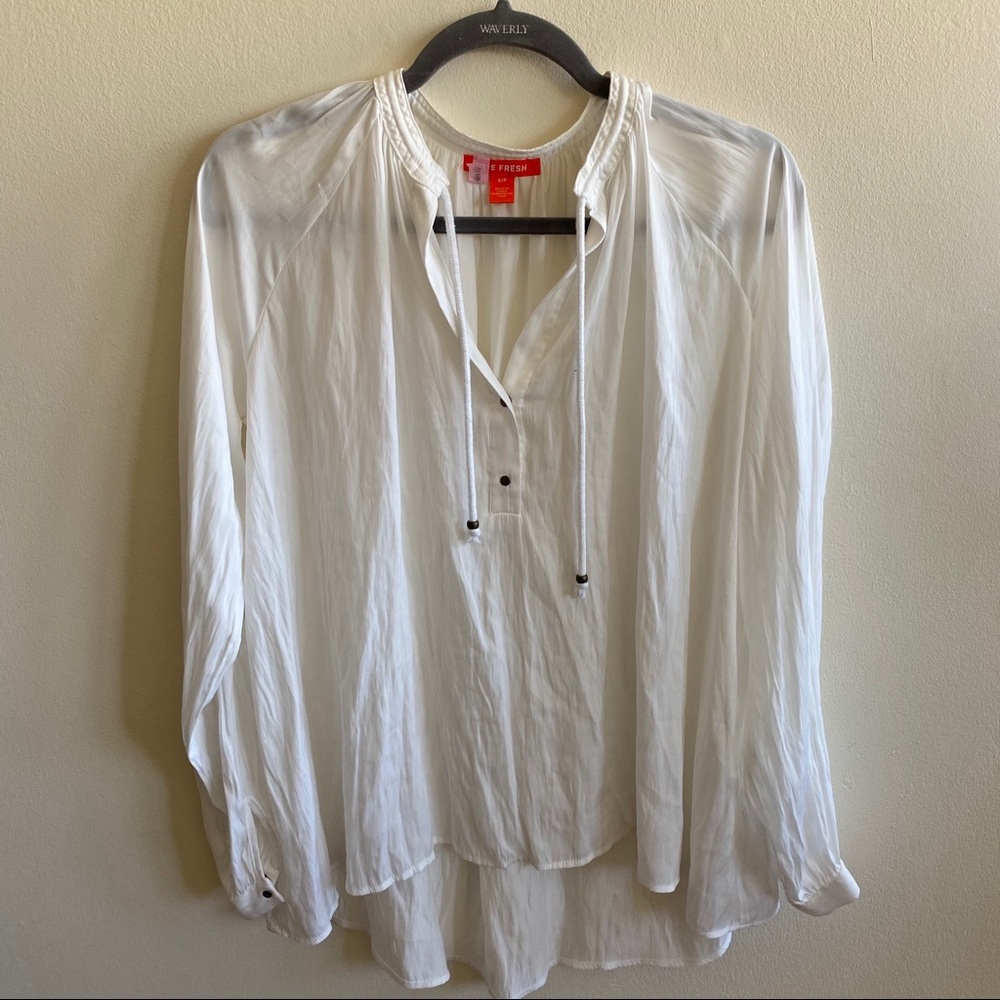 Joe Fresh White Long Sleeve Button Blouse Small